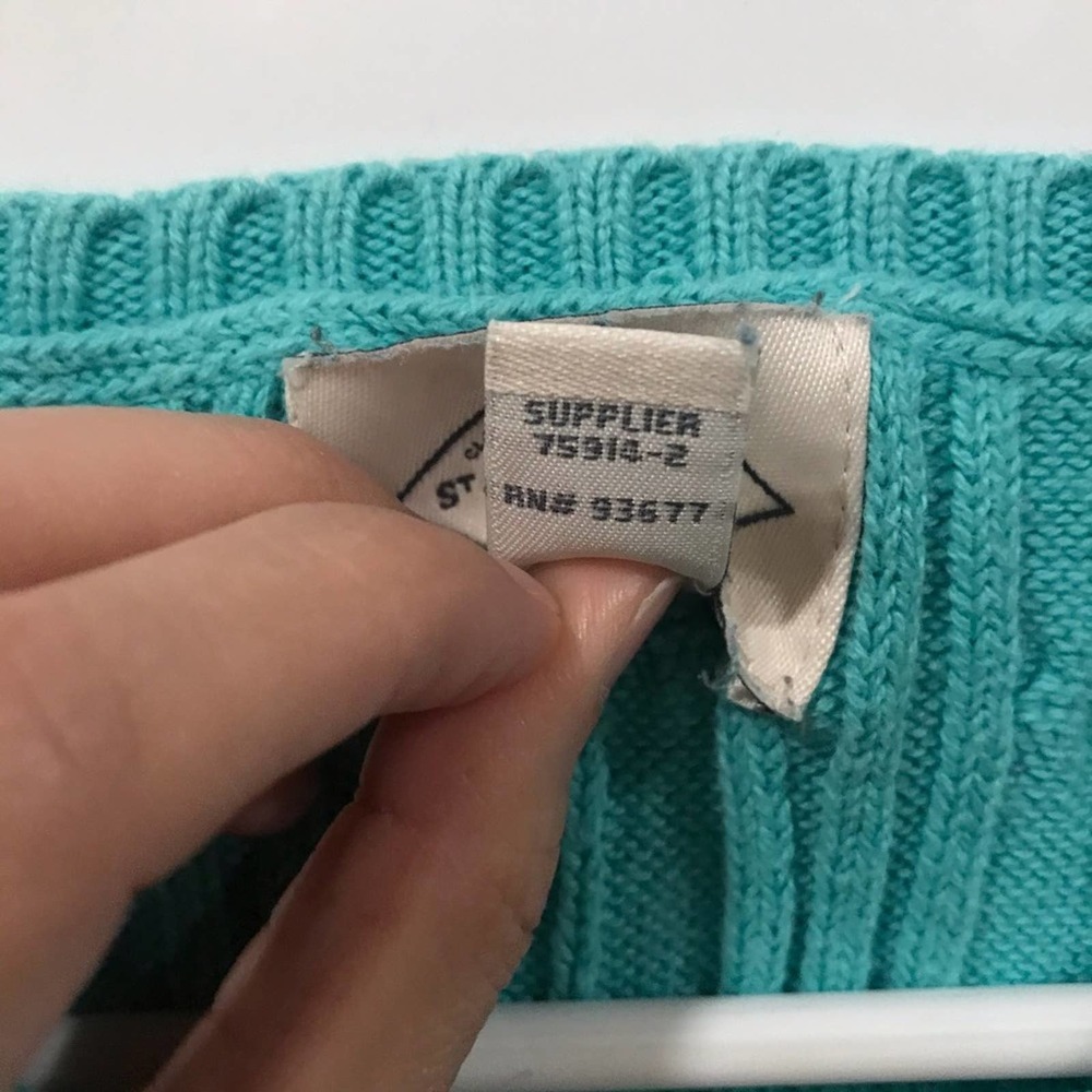 St. John's Bay Knitting Sweater V-Neck Teal Blue - Picture 6 of 9